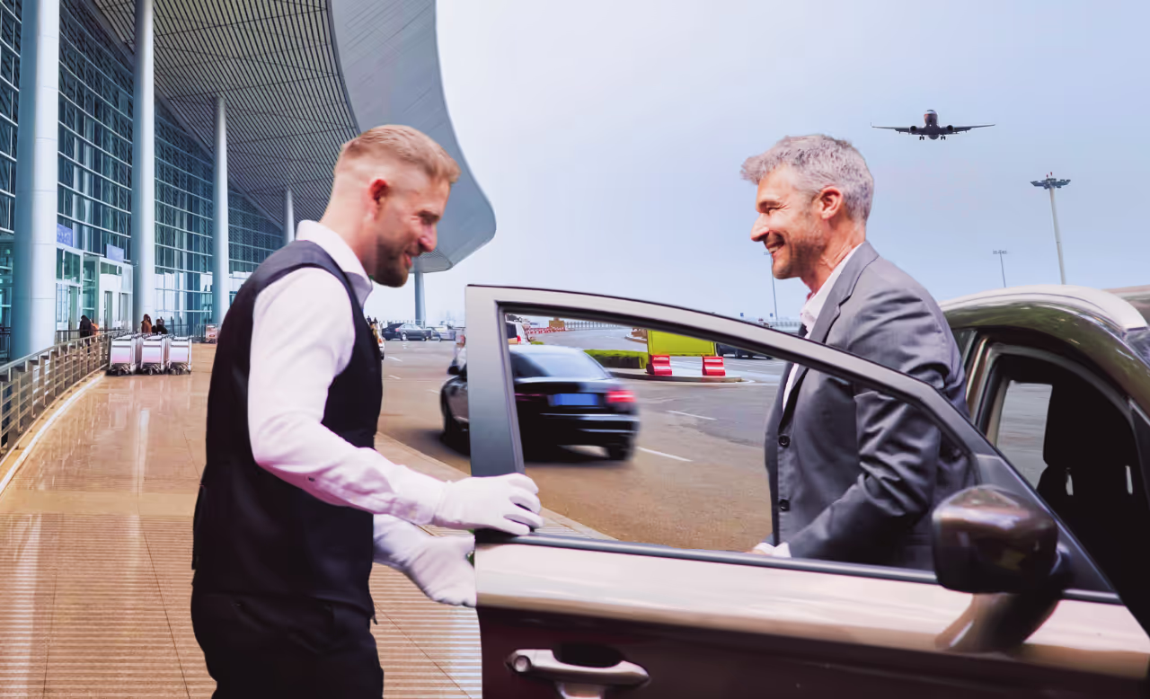 Driver greeting a traveler at the airport