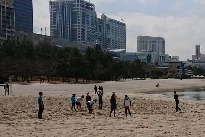 Tokyo Private Tour - You can freely play sport at Odaiba beach even standing boat on Odaiba sea