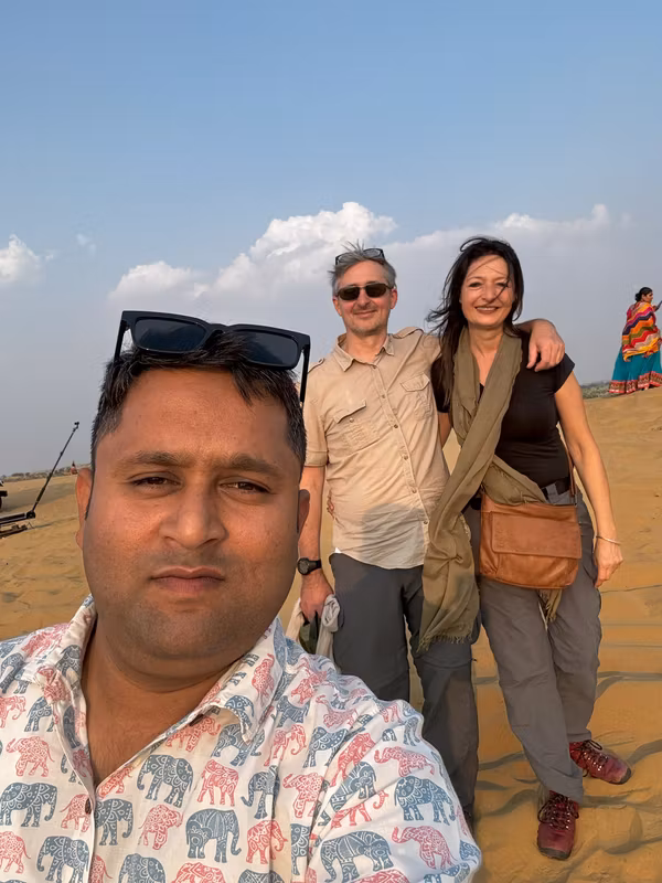 Agra Private Tour - Me with client in Jaisalmer Sand Dunes.