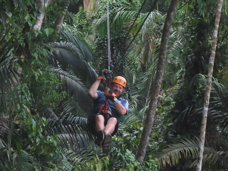 Panama City Private Tour - Zip-liner enjoying the ride