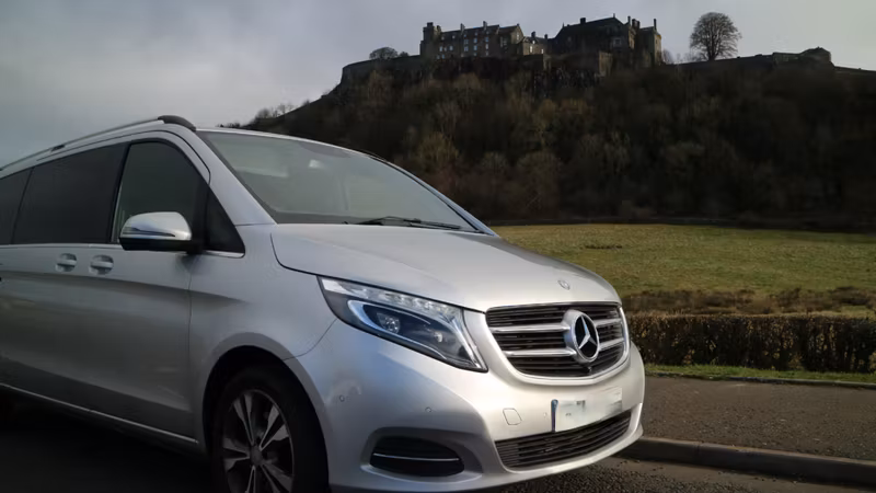 Edinburgh Private Tour - My Mercedes V Class minivan beneath Stirling Castl