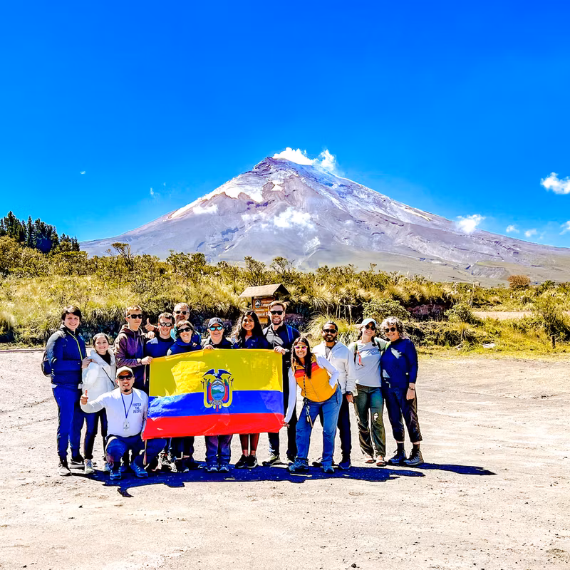 Carchi Private Tour - Marco with the group in Cotopaxi volcano