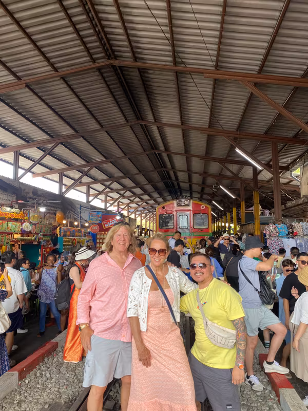 Bangkok Private Tour - All smile at the market tracks.