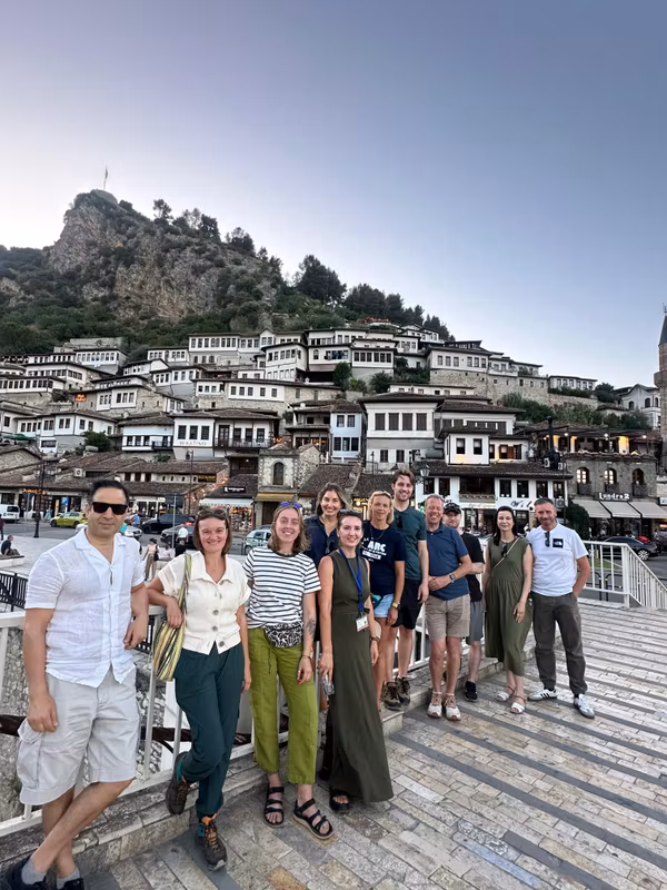 Berat Private Tour - Group from UK. Mangalem view