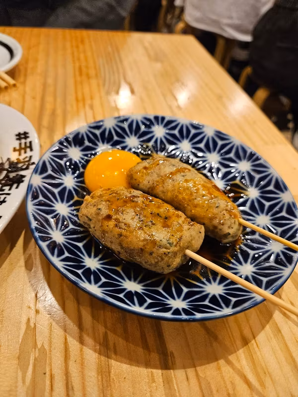 Nagoya Private Tour - Ground Chicken Tsukune with Egg Yolk