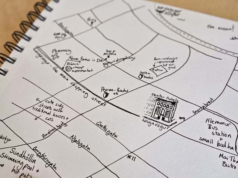 Reykjavik Private Tour - A hand drawn map of YOUR Reykjavik