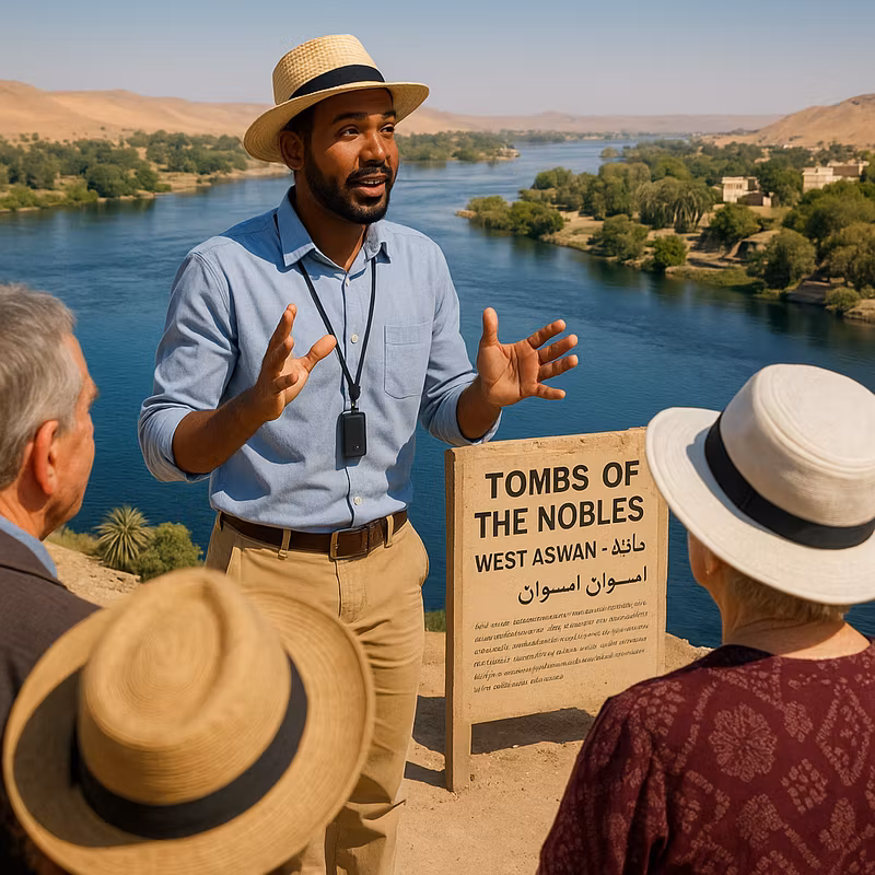 Aswan Private Tour - Guide explaining infront of the tombs