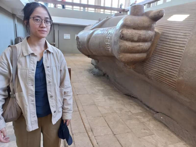 Giza Private Tour - With the gigantic Statue of King Ramses II at Mem