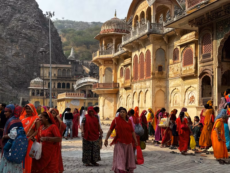 Delhi Private Tour - Colorful sarees worn by the ladies in Temple.