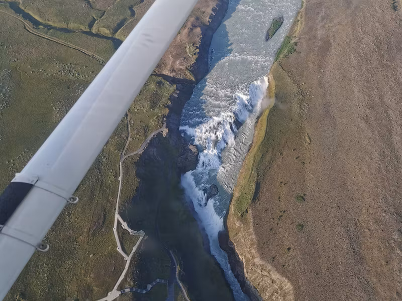 Reykjavik Private Tour - The mighty Gullfoss waterfall, viewed from a private plane